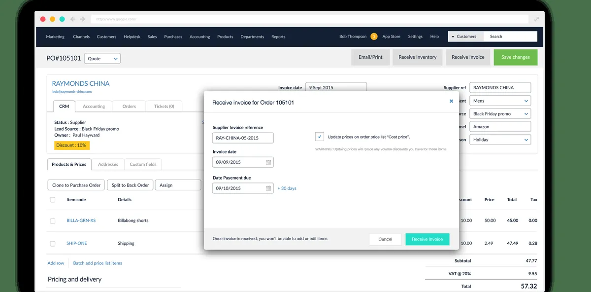 Brightpearl: interface, fonctionnalités & intégrations
