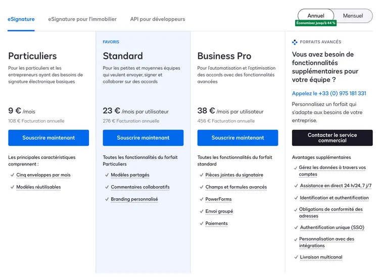 docusign tarifs docusign tarifs