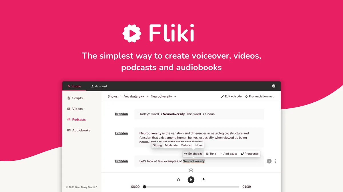 Fliki: interface, fonctionnalités & intégrations Fliki: interface, fonctionnalités & intégrations