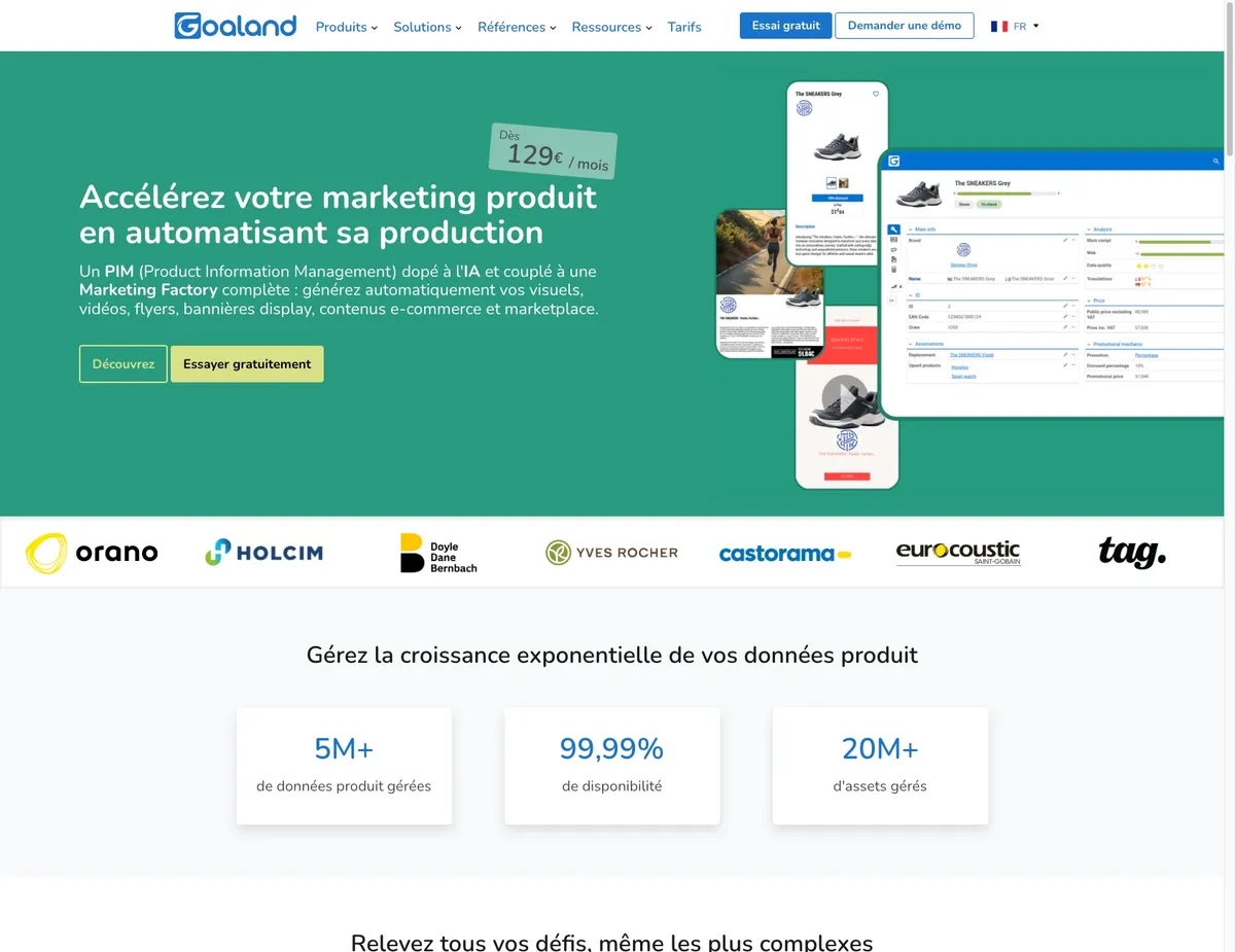 goaland avis logiciels pim product information management flux produits catalogue commercial prix