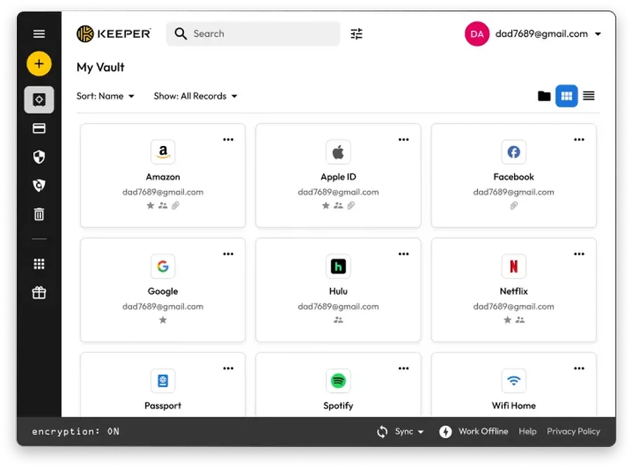 Interface de Keeper Interface de Keeper