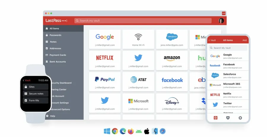Interface de LastPass Interface de LastPass