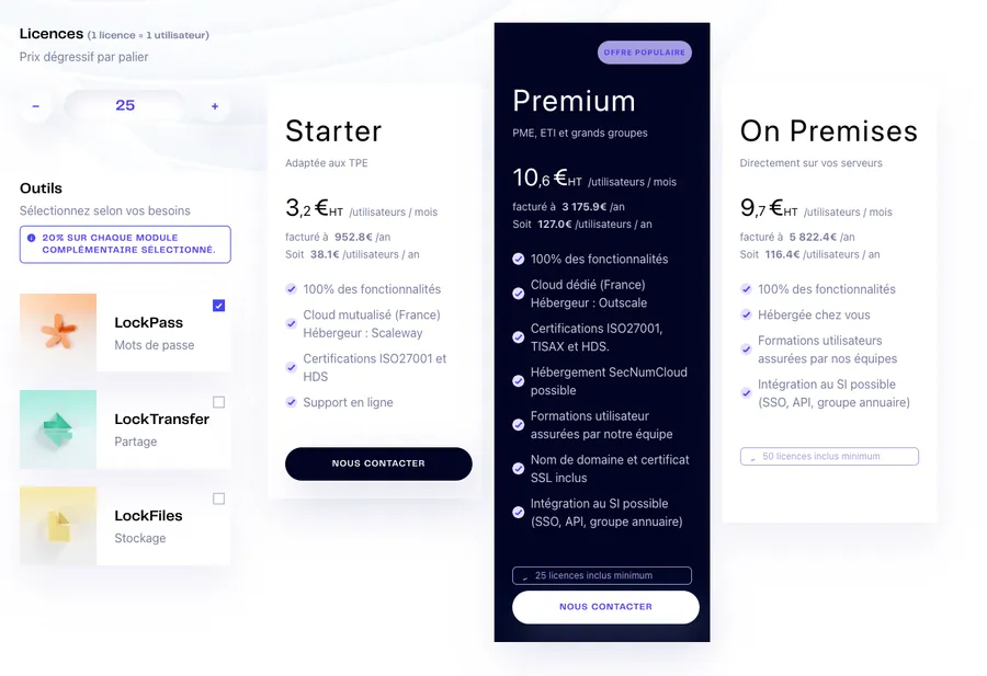 Tarifs de LockPass Perso & Pro Tarifs de LockPass Perso & Pro
