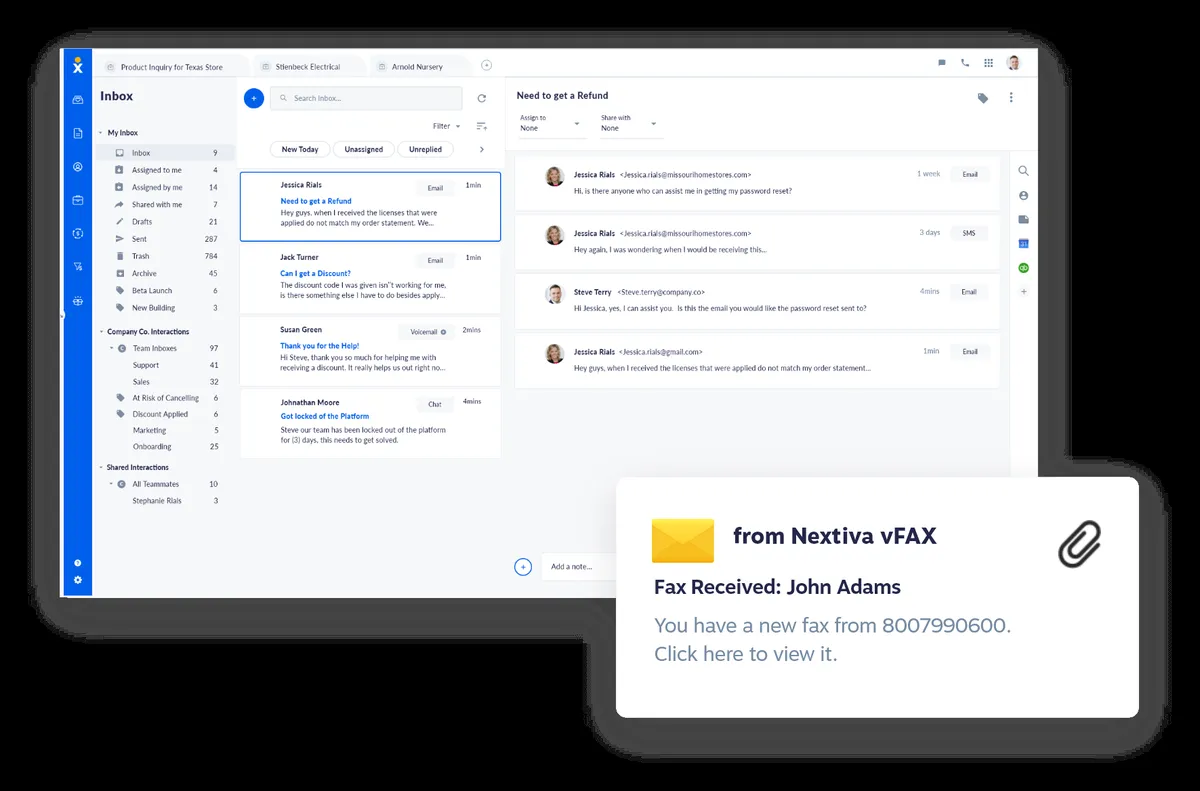 Nextiva vFax: interface, fonctionnalités & intégrations