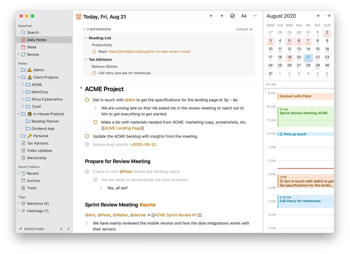 NotePlan: interface, fonctionnalités & intégrations