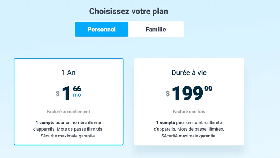 Tarifs de Passwarden Perso & Pro Tarifs de Passwarden Perso & Pro