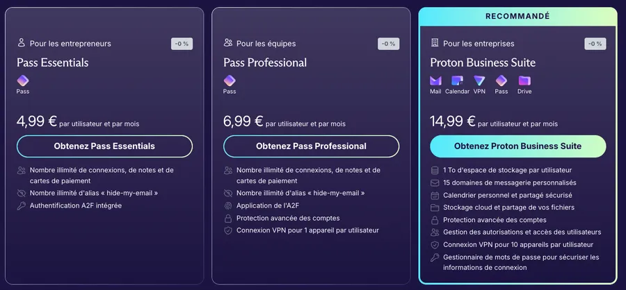 Tarifs de Proton Pass Pro Tarifs de Proton Pass Pro
