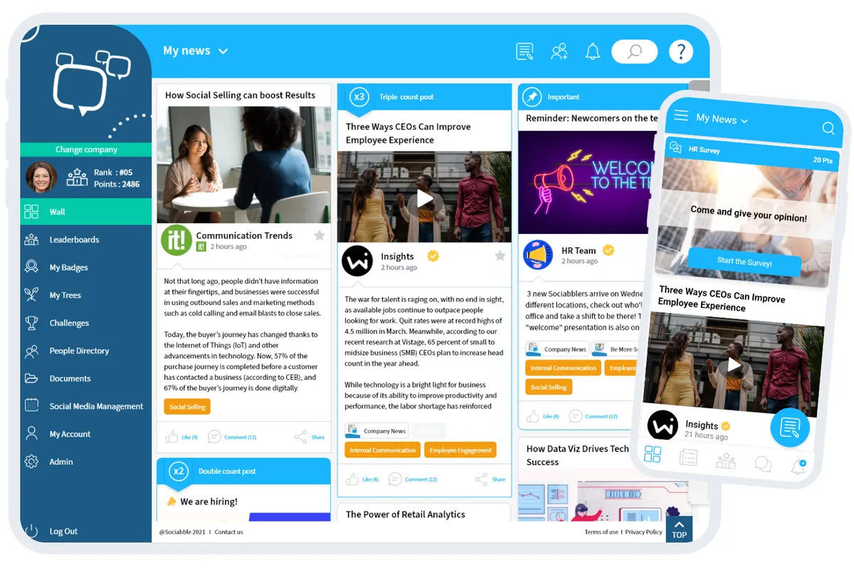 Sociabble: interface, fonctionnalités & intégrations
