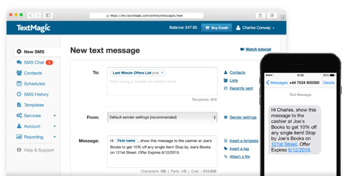 TextMagic: interface, fonctionnalités & intégrations TextMagic: interface, fonctionnalités & intégrations