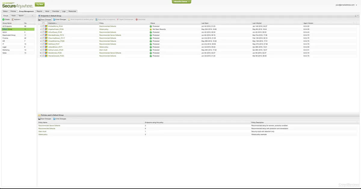 Webroot Endpoint Protection: interface, fonctionnalités & intégrations Webroot Endpoint Protection: interface, fonctionnalités & intégrations