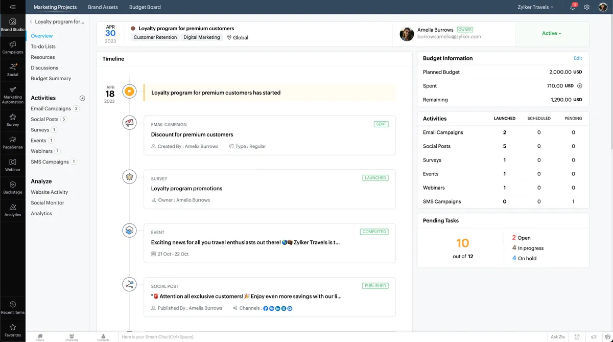 Zoho Marketing Plus: interface, fonctionnalités & intégrations Zoho Marketing Plus: interface, fonctionnalités & intégrations